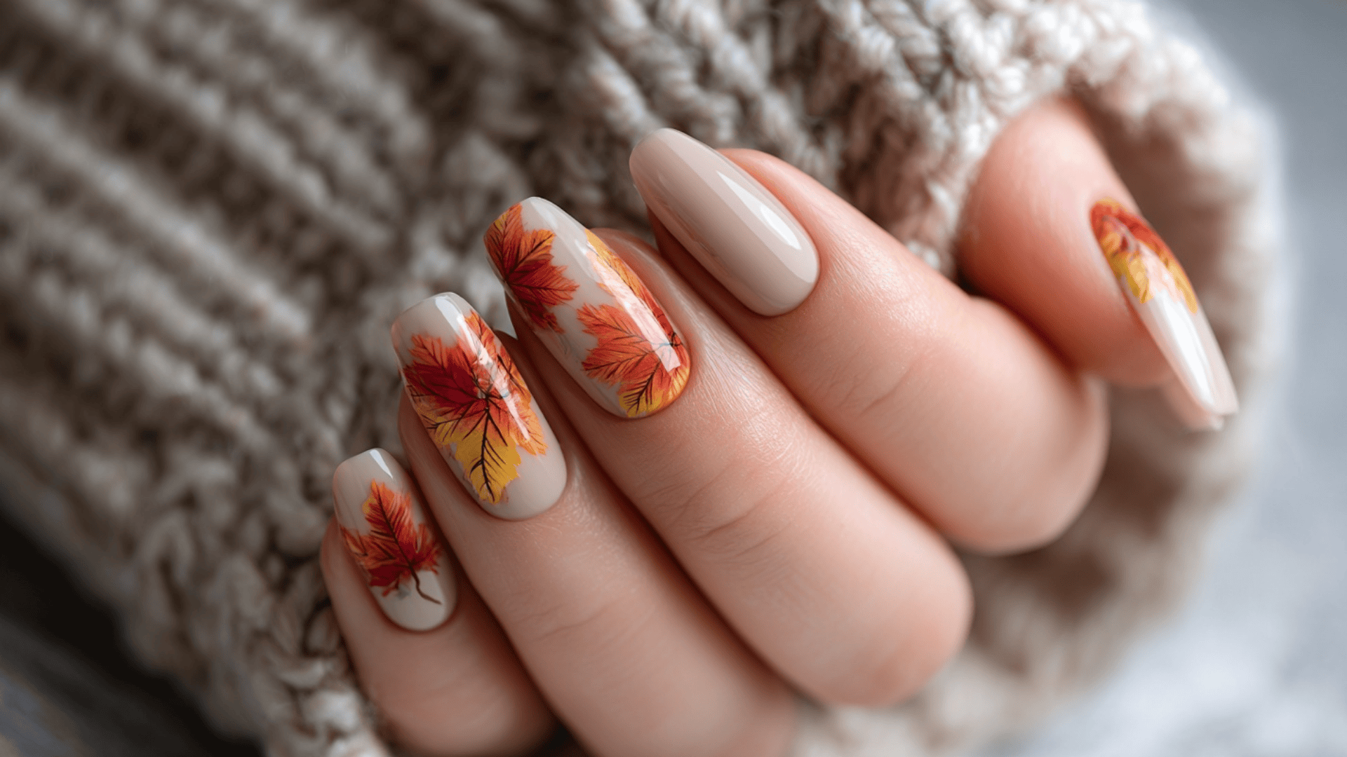 Beige Foundation featuring Hand-Painted Autumn Leaves