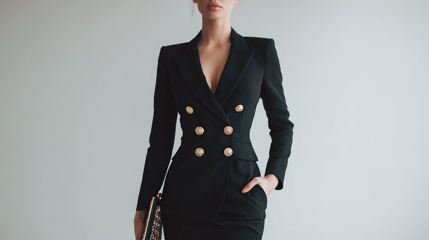 Blazer Dress With Gold Button