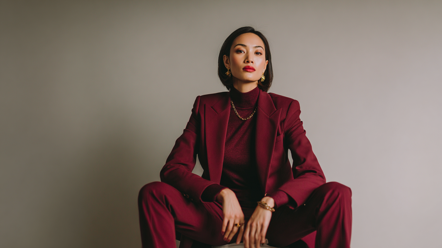 Burgundy Power Suit Style