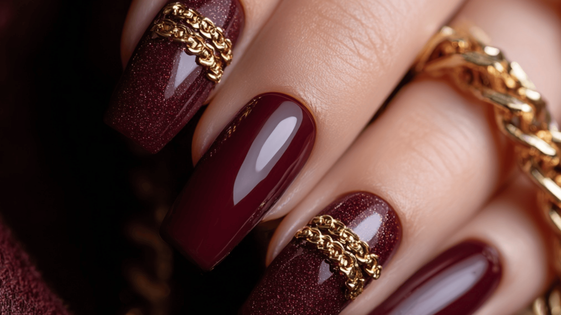 Burgundy featuring Gold Chain Embellishments