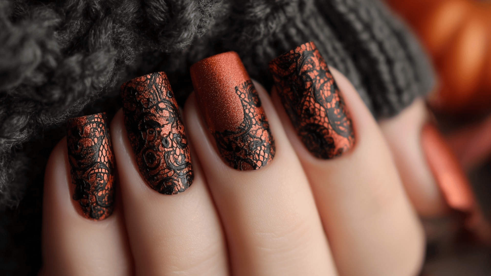 Burnt Orange featuring Black Lace Pattern Decals