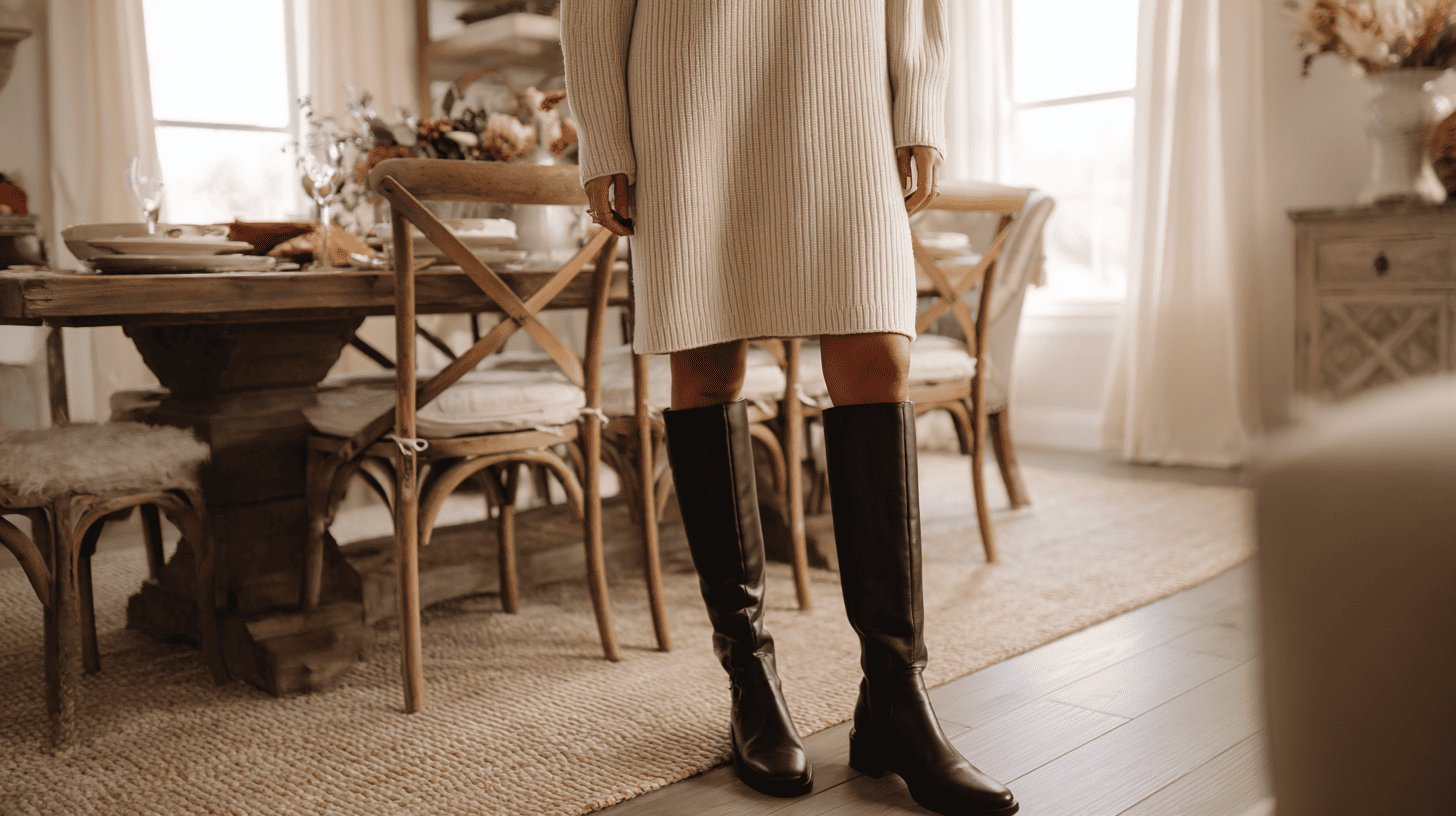 Classic Sweater Dress & Knee High Boots