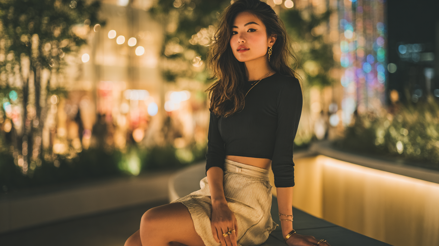 Crop Top With High Waisted Skirt