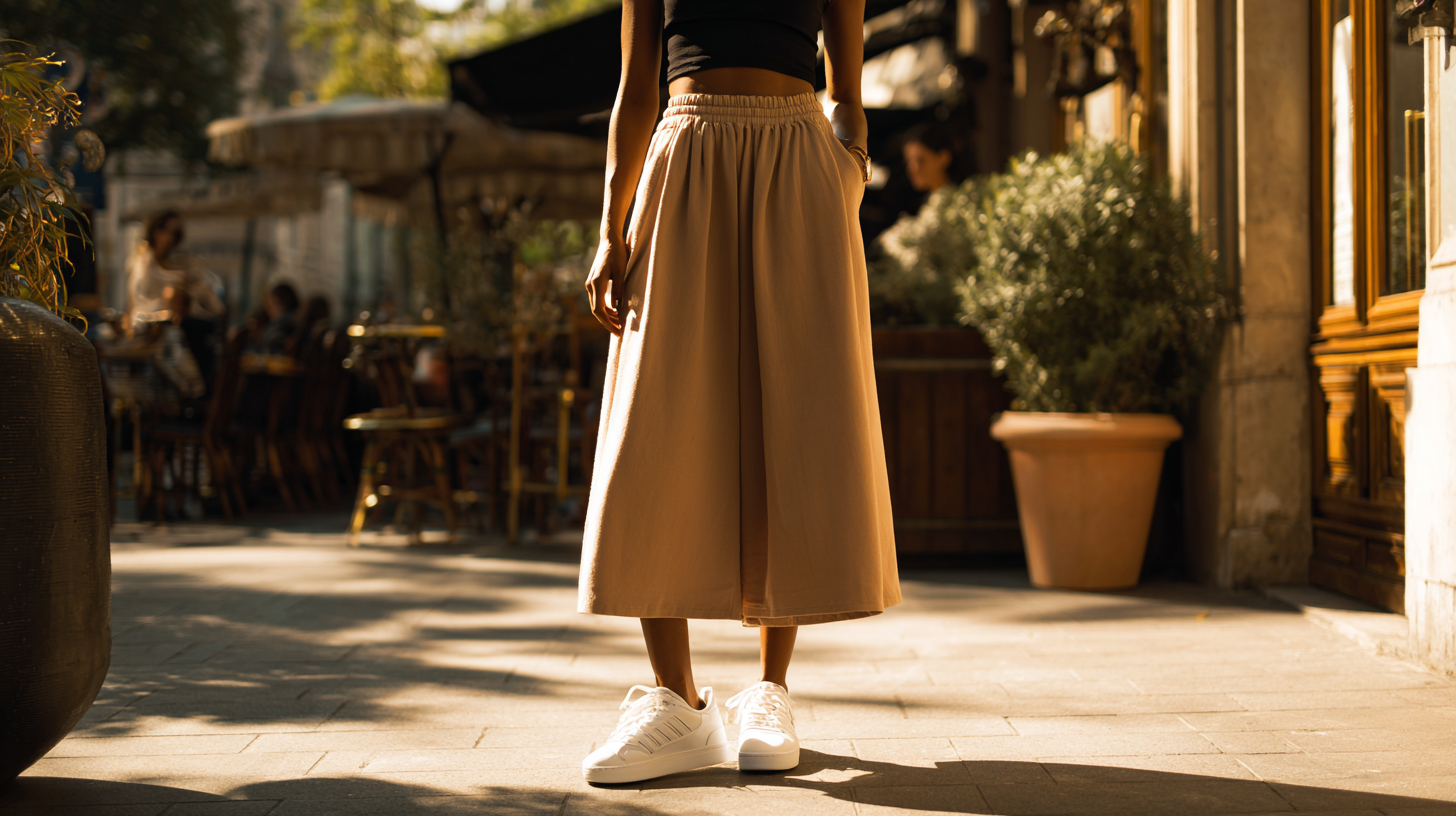 Culottes Sporty Crop Top Slip On Sneakers