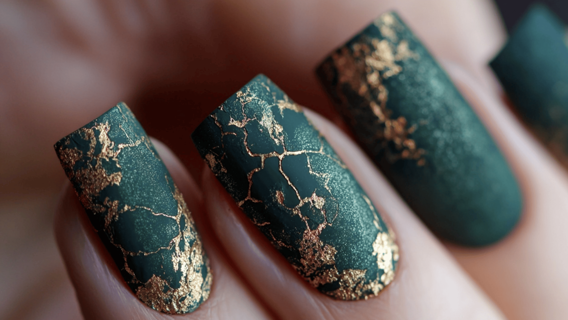 Dark Green Matte featuring Gold Crackle Overlay