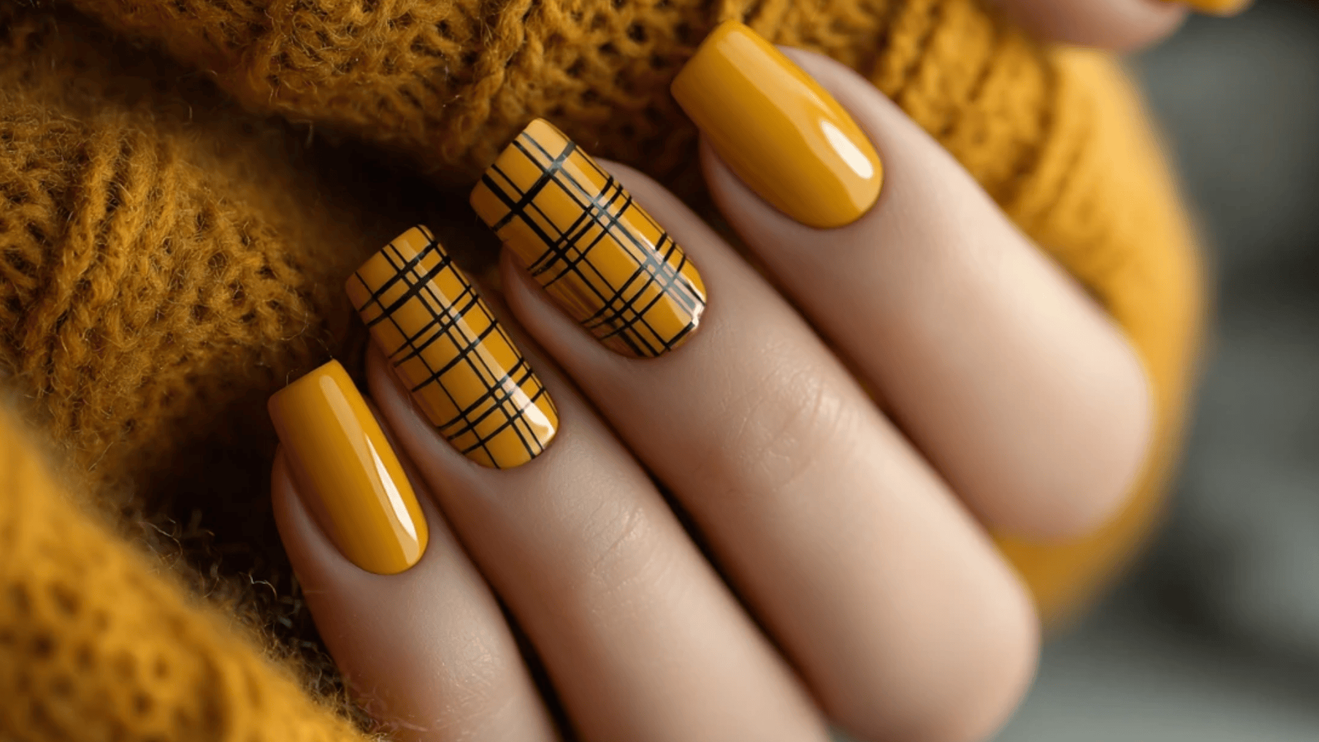 Dark Mustard featuring Fine Black Grid Lines