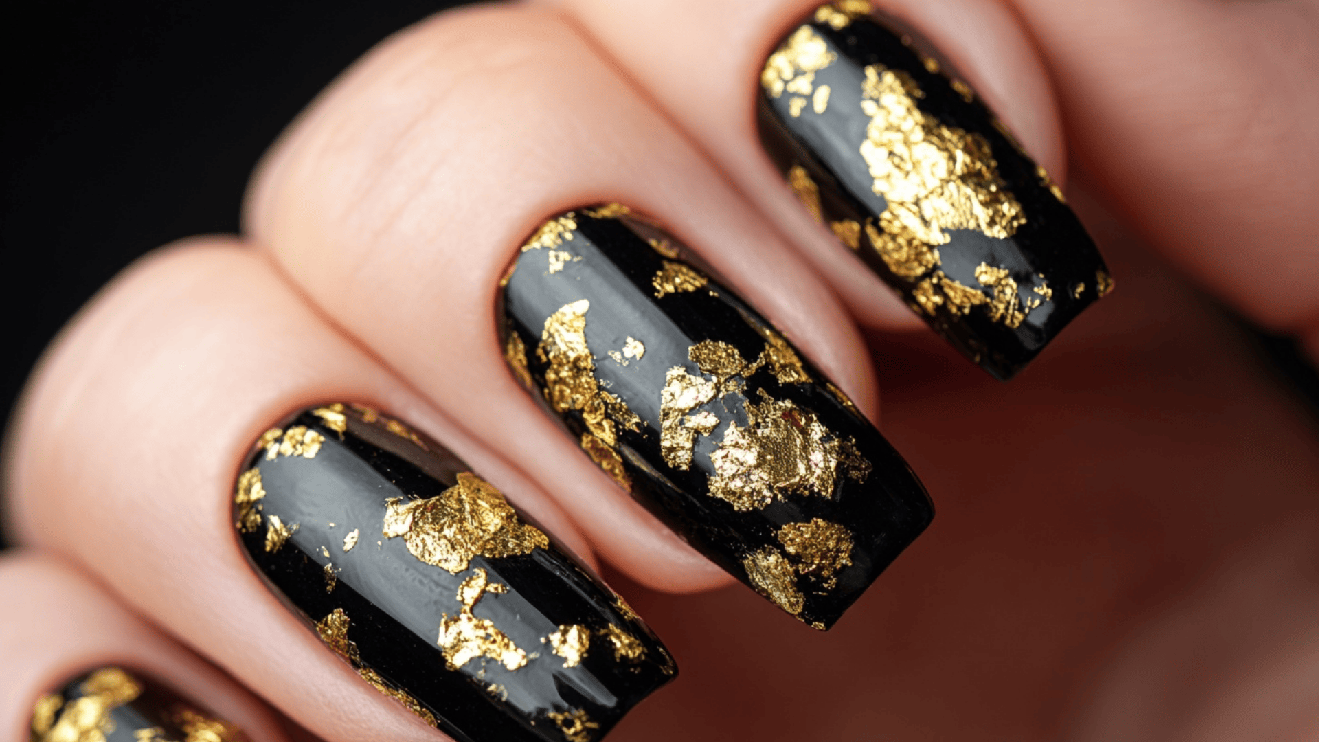 Glossy Black featuring Gold Foil Irregular Shapes
