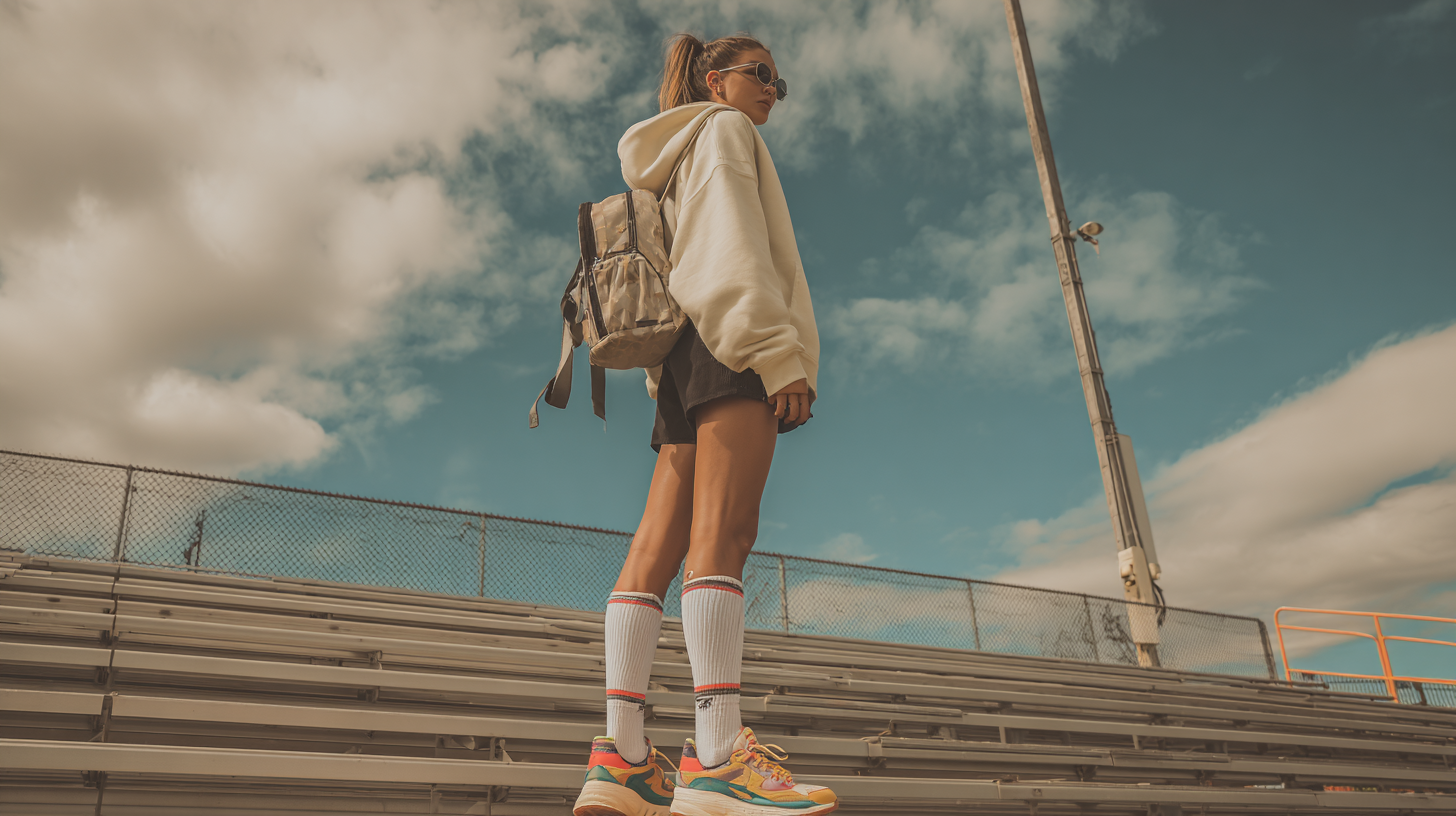 Hoodie Biker Shorts and High Socks