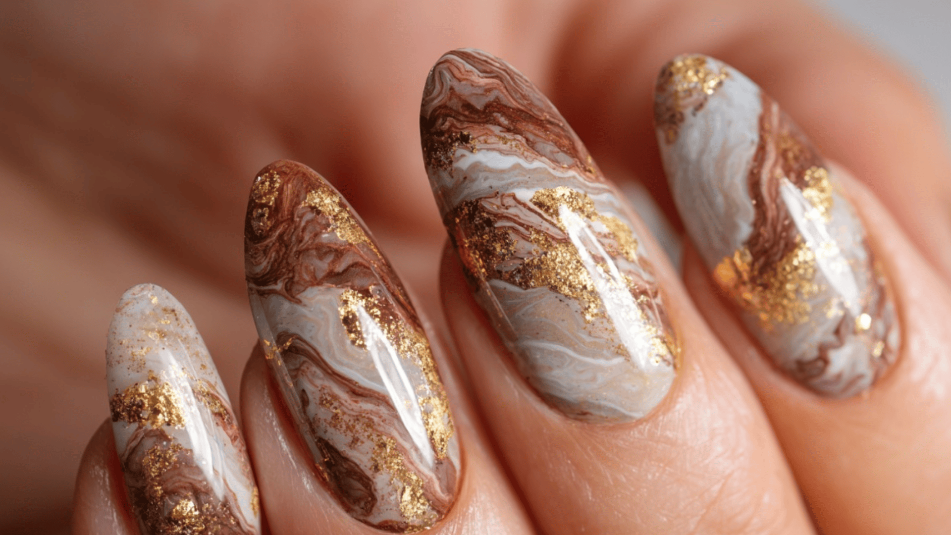 Marbled Brown plus White featuring Gold Flecks