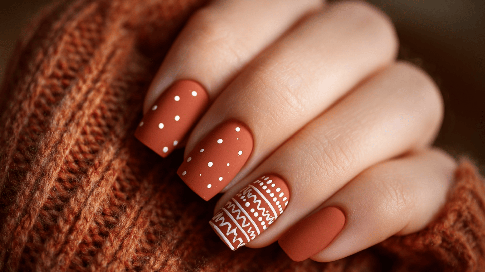 Matte Terracotta featuring White Dot Line Art