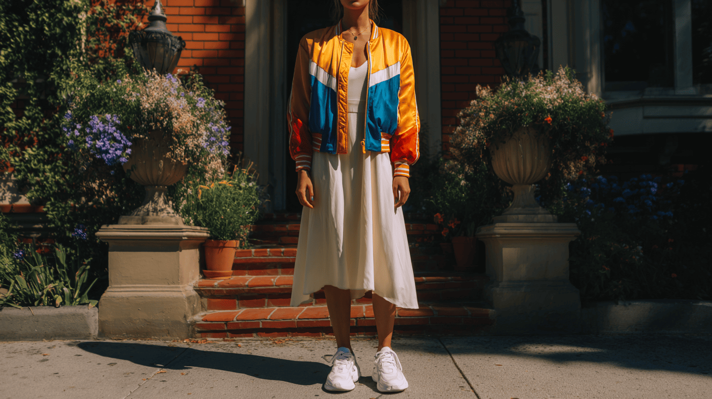 Midi Slip Dress Bomber Jacket Chunky Sneaker