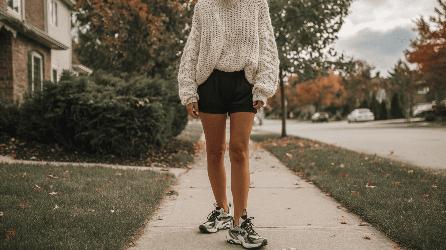 Oversized Knit Sweater Cycling Shorts