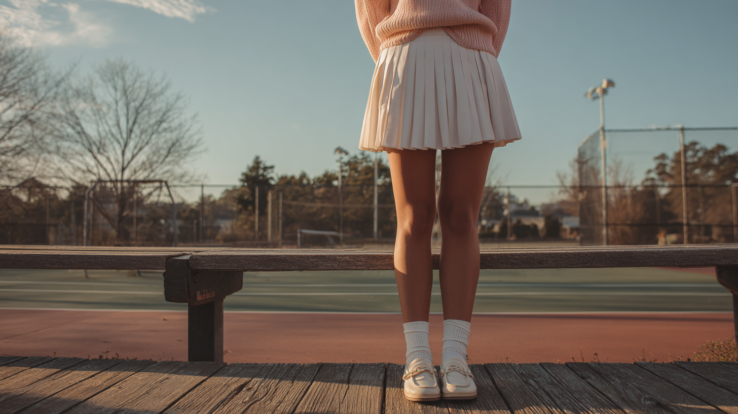 Pleated Tennis Skirt Fitted Sweater Loafers