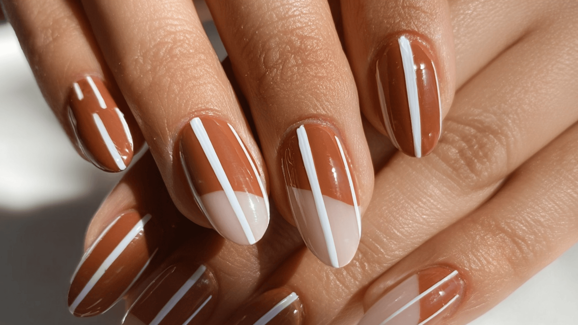 Rust Color Block featuring Thin White Stripes