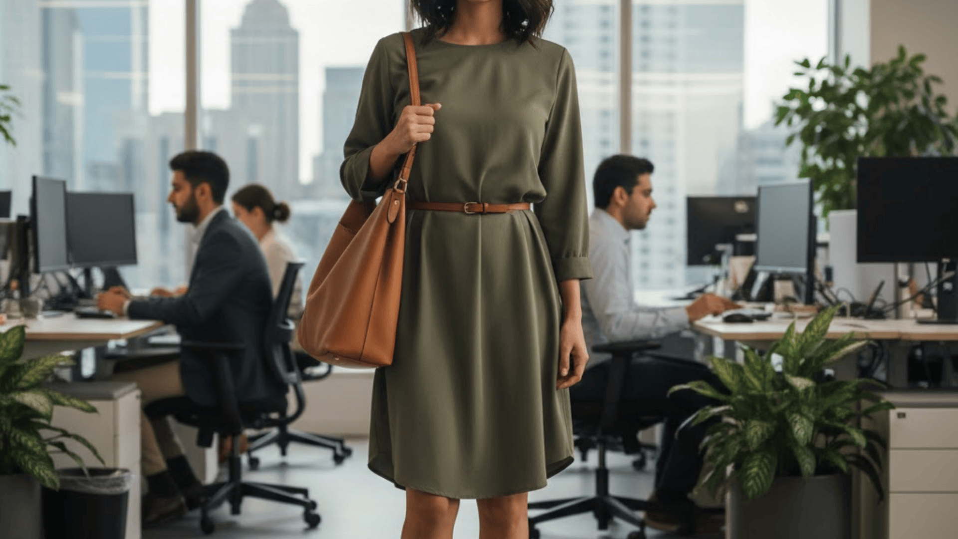 Shift Dress With a Thin Belt