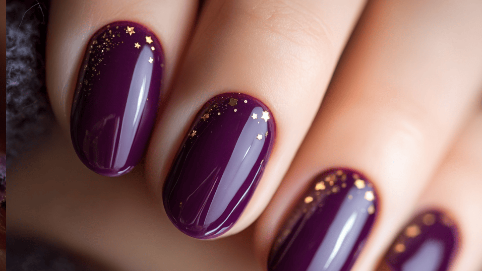 Shiny Deep Purple featuring Tiny Gold Star Accents
