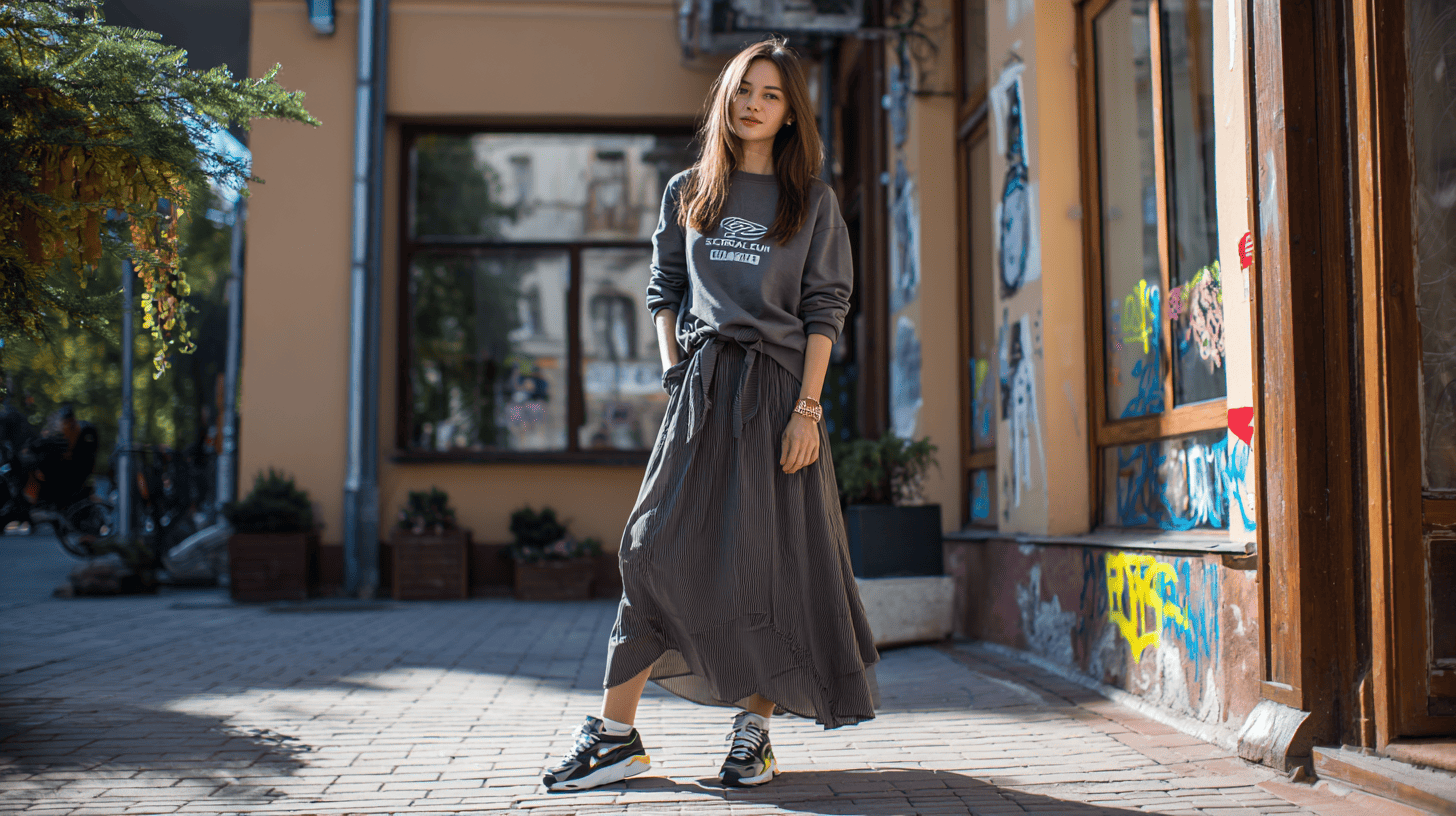 Slip Skirt Logo Sweatshirt Dad Sneaker