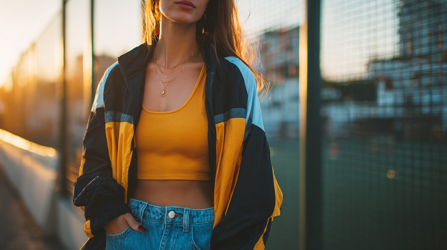 Straight Leg Jeans Sporty Tank Track Jacket