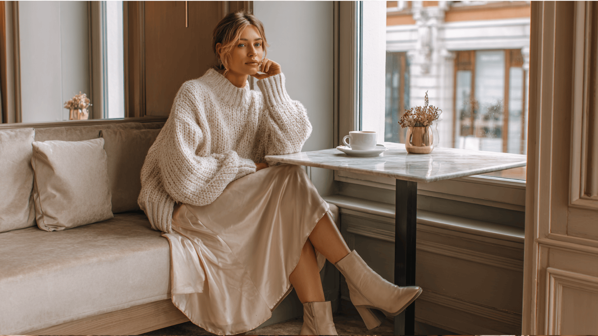 Sweater Dress with Knee-High Boots
