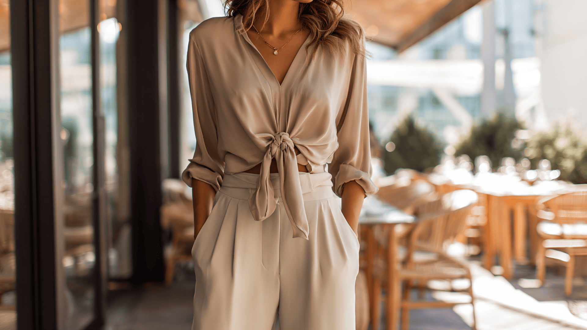 Tie-Front Top and High-Waisted Pants