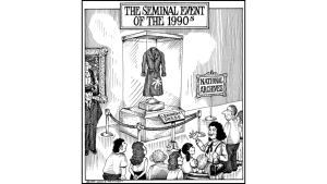 blue dress political cartoon