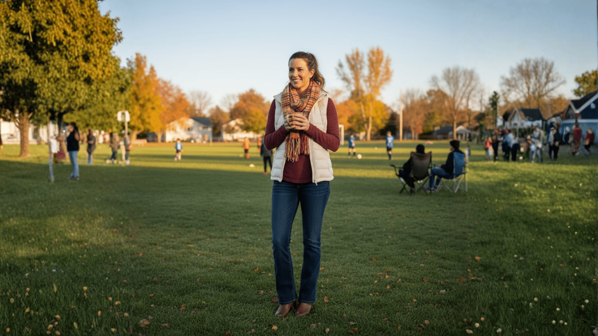 puffy vest long sleeve tee and bootcut jeans