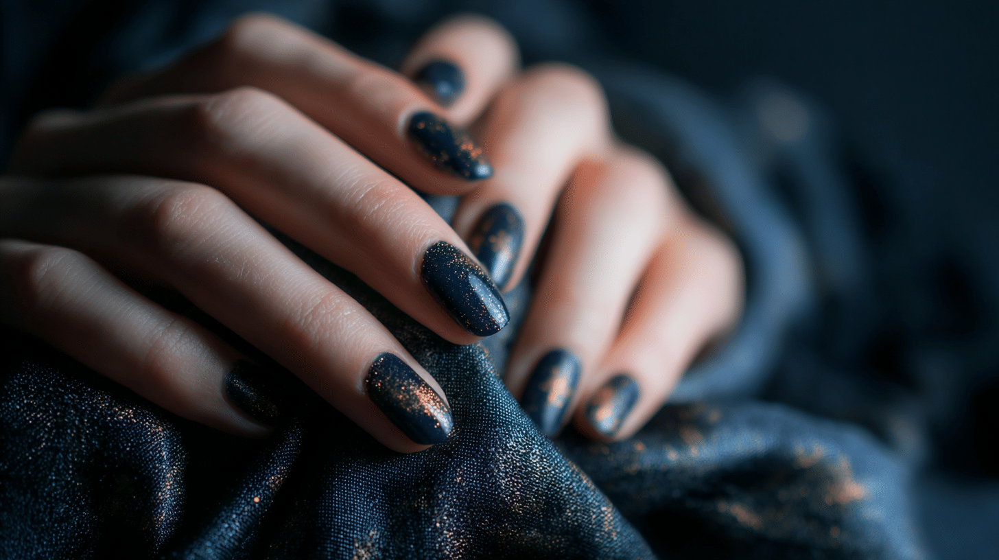 Autumn Night Dark Starry Nails