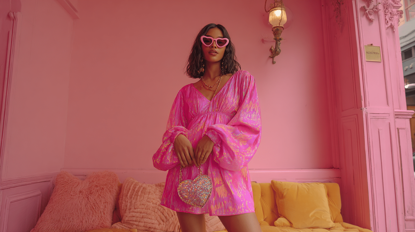 Barbiecore Bright Pink Mini Dress Fun Energetic