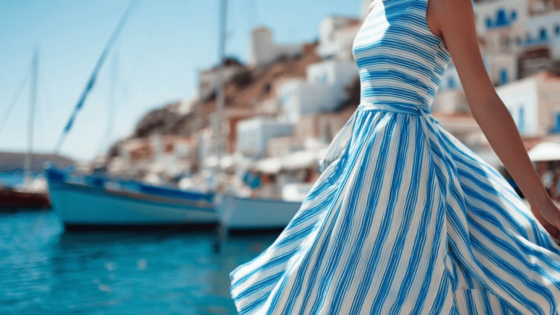 Blue-Striped Midi Sundress