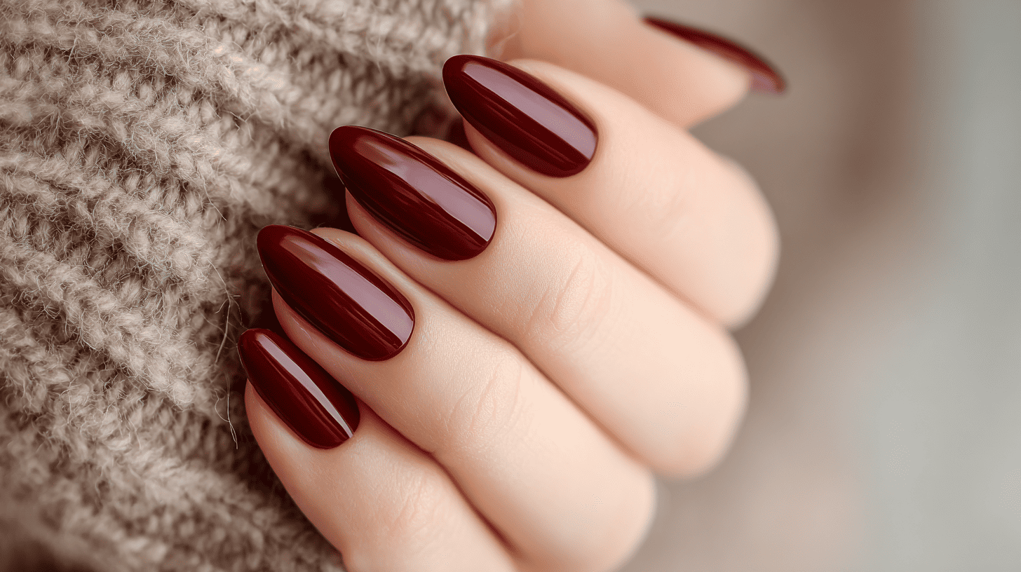 Burgundy Red Dip Nails Deep And Rich