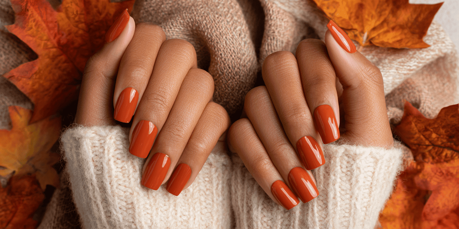 Burnt Orange Autumn Nail Design