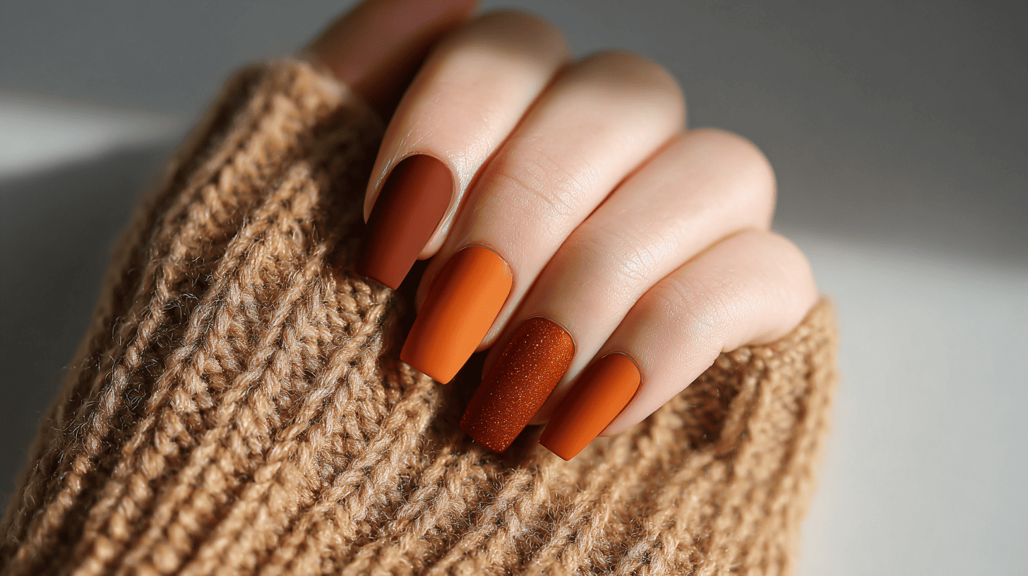 Caramel And Rust Dip Nails Warm Fall Tones