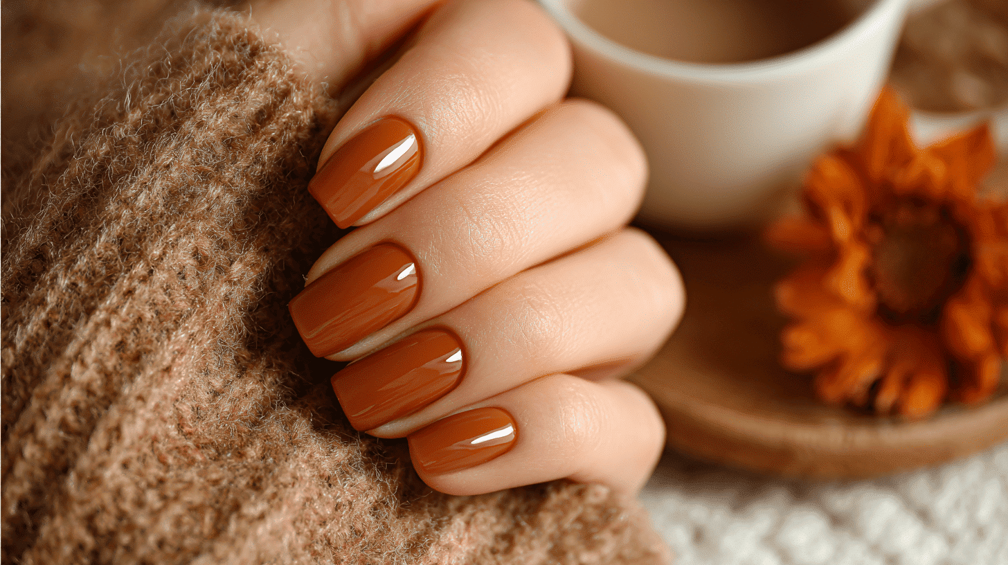 Caramel Brown Autumn Nails