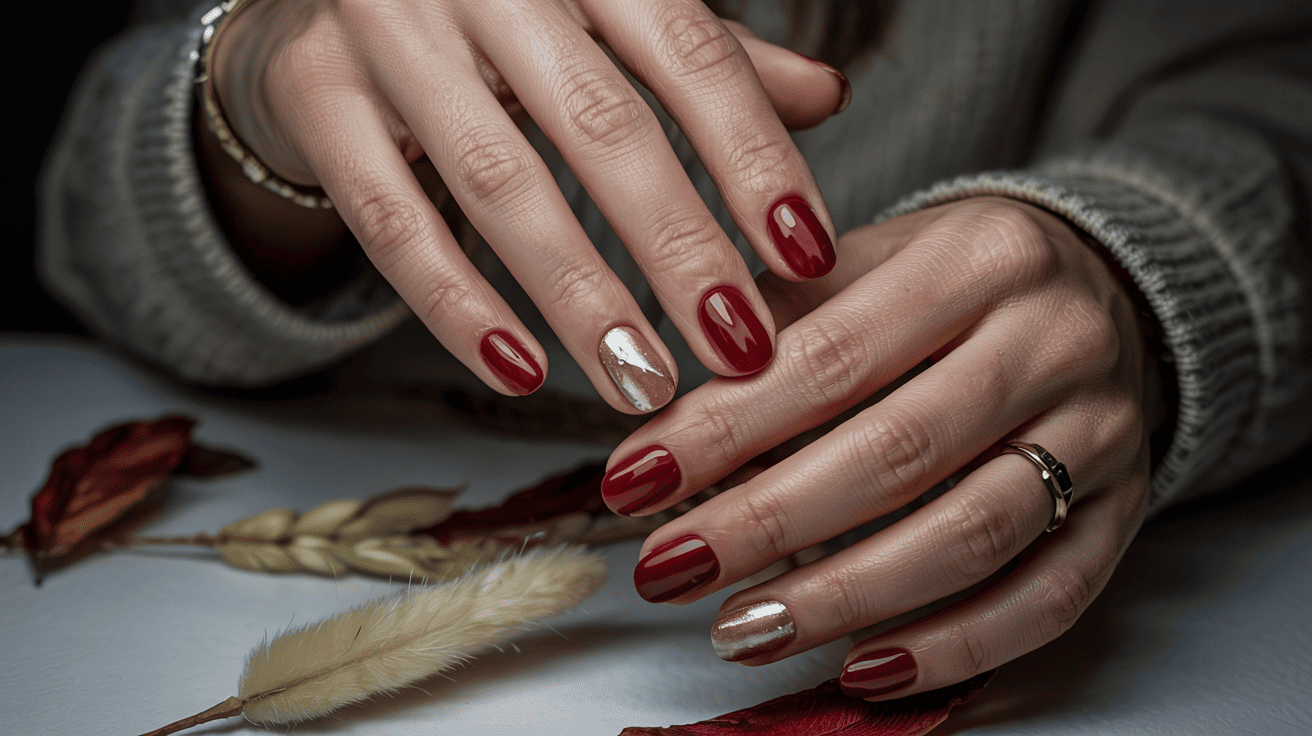 Cranberry Red Fall Nail Manicure