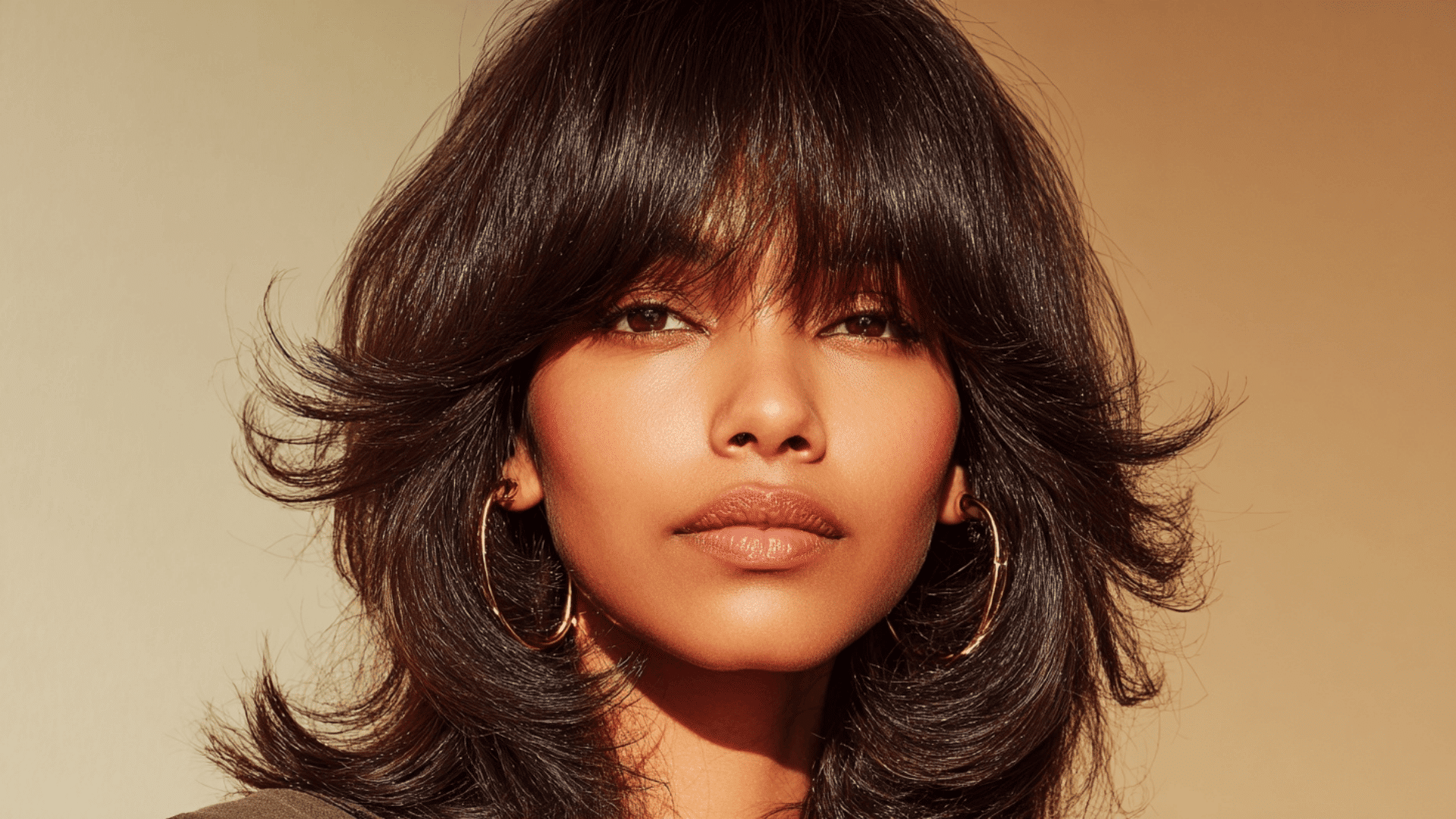 Curtain Bangs with Mid-Length Layers