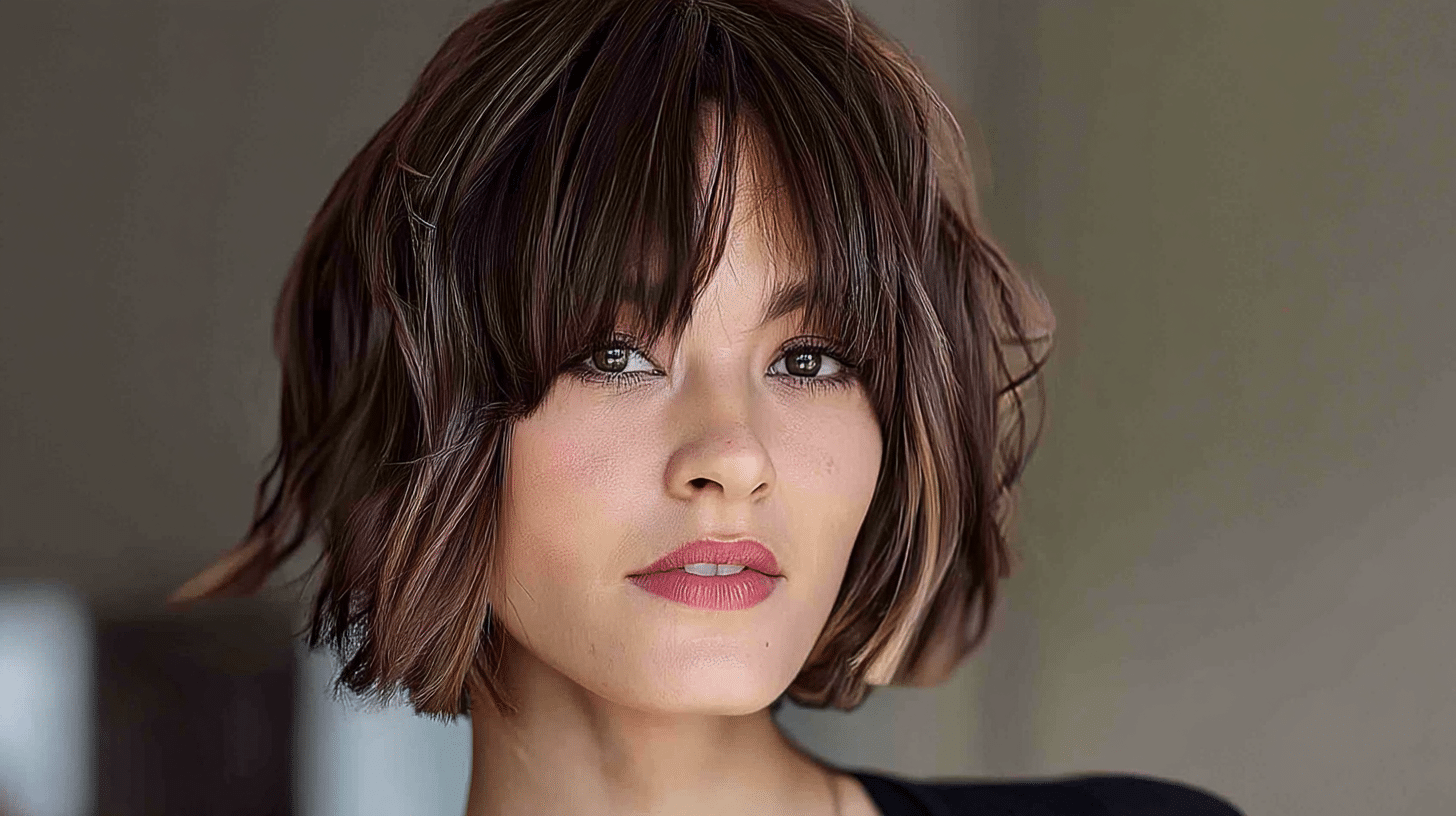 Curtained Jawline Bob Haircut With Center Part