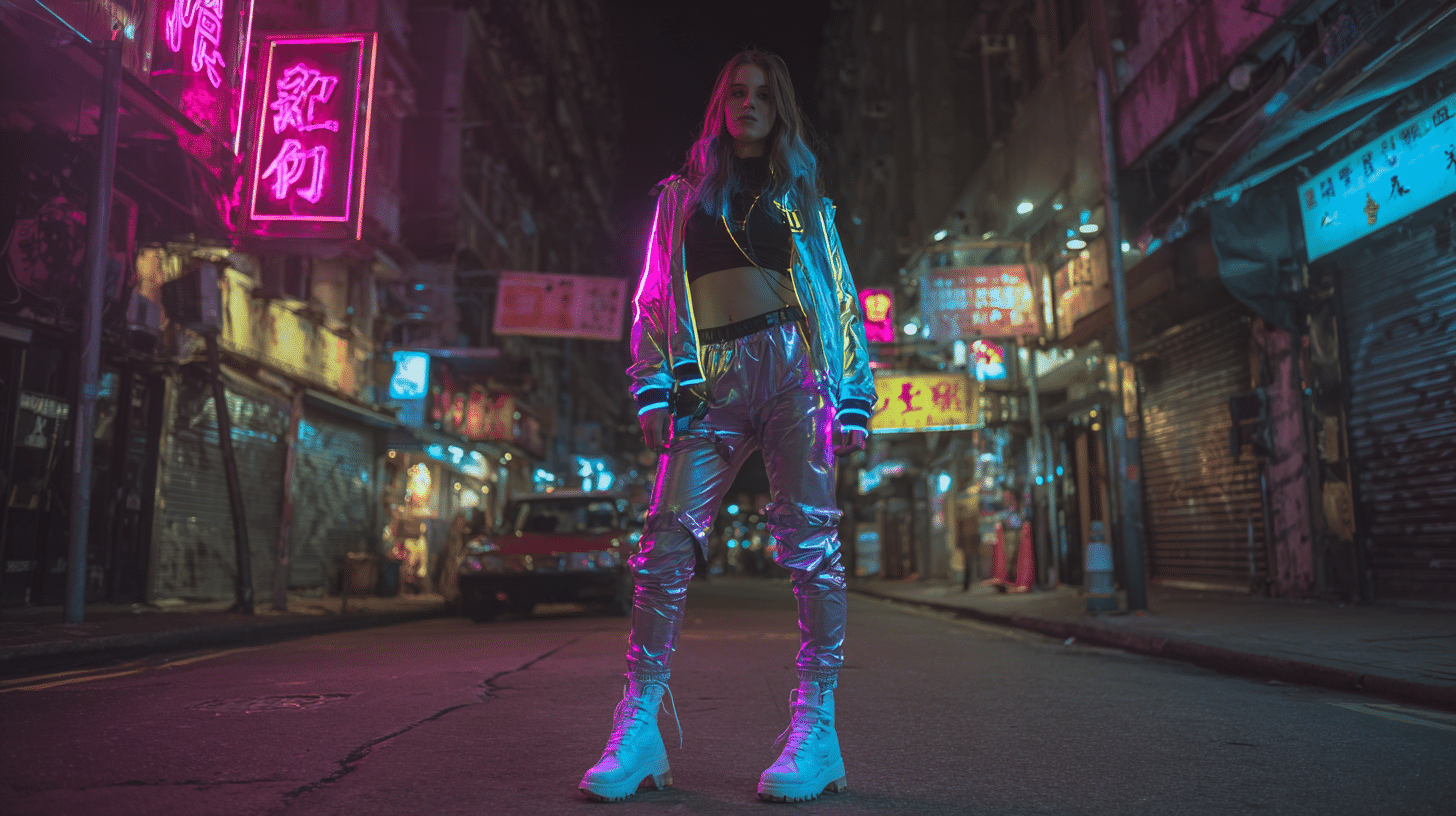 Cyberpunk Metallic Jacket Neon Urban Style
