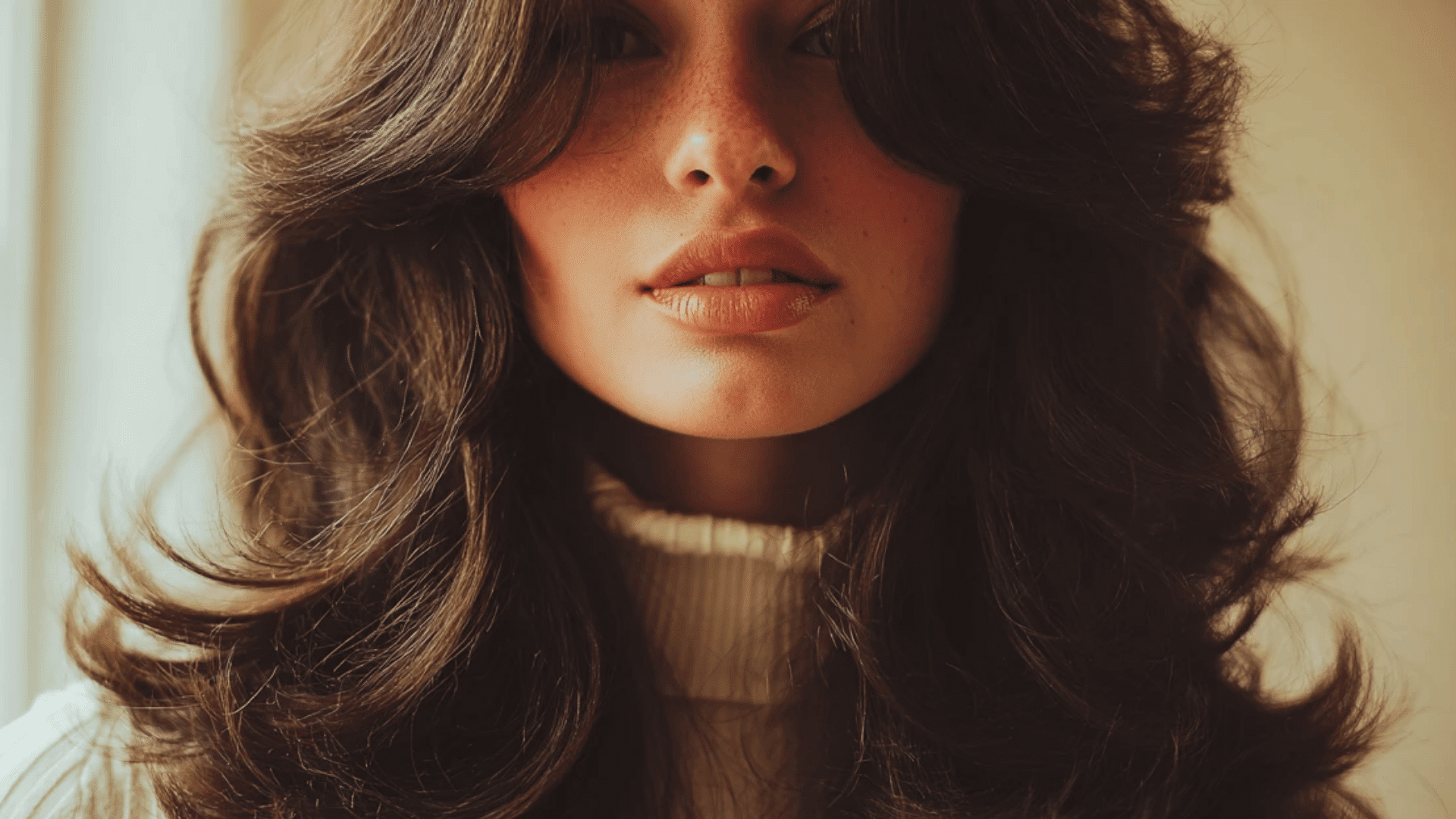 Face-Framing Curtain Layers on Long Hair