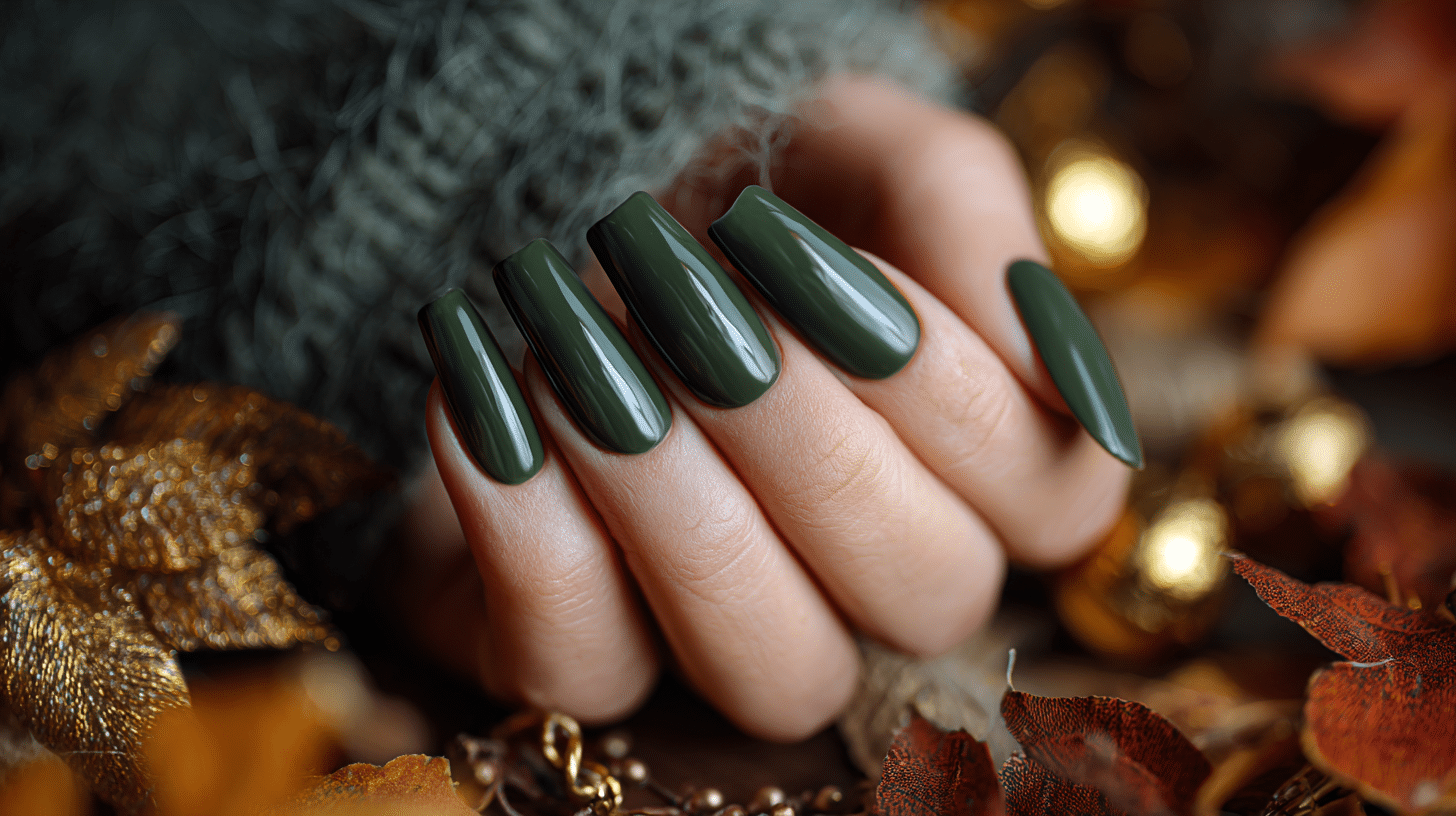 Forest Green Fall Nails