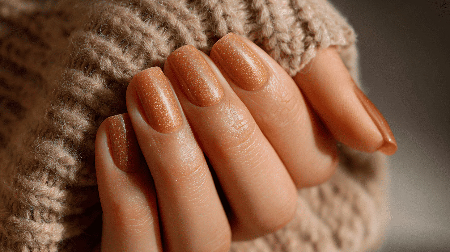 Golden Brown Dip Nails Warm Autumn Glow