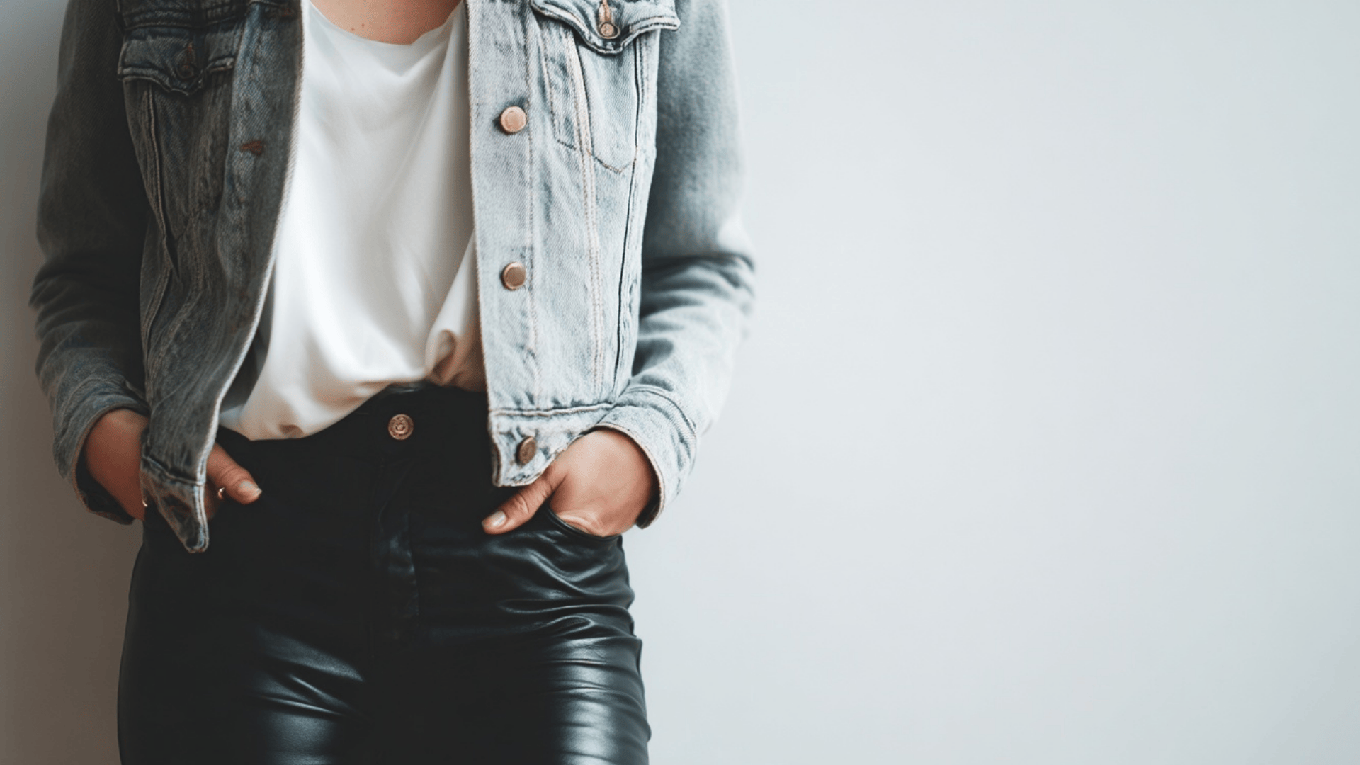 Leather Pants Matched with Denim