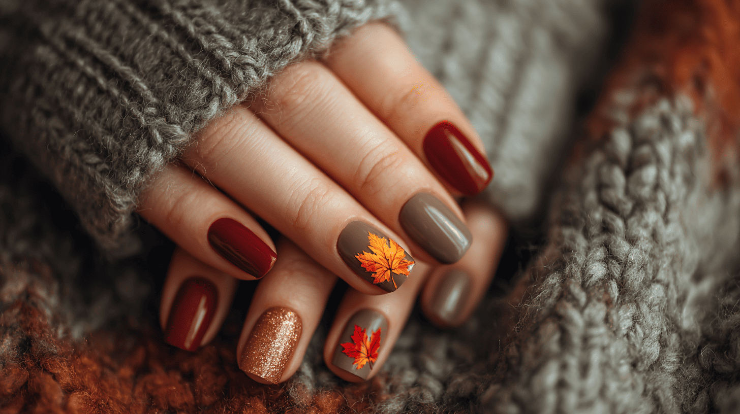 Maple Leaf Accent Fall Nails