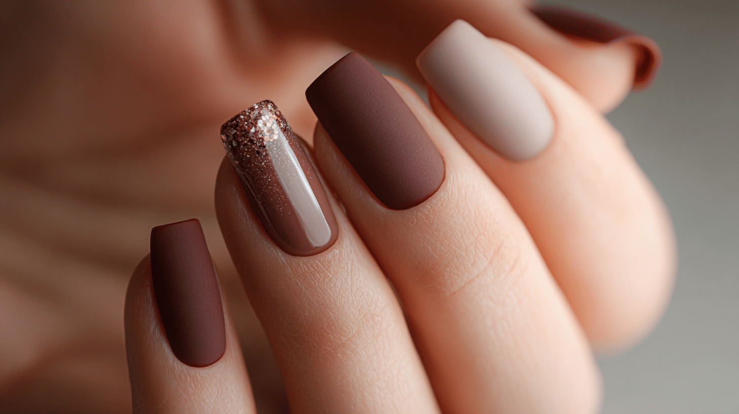 Matte Dip Nails With Gloss Accent