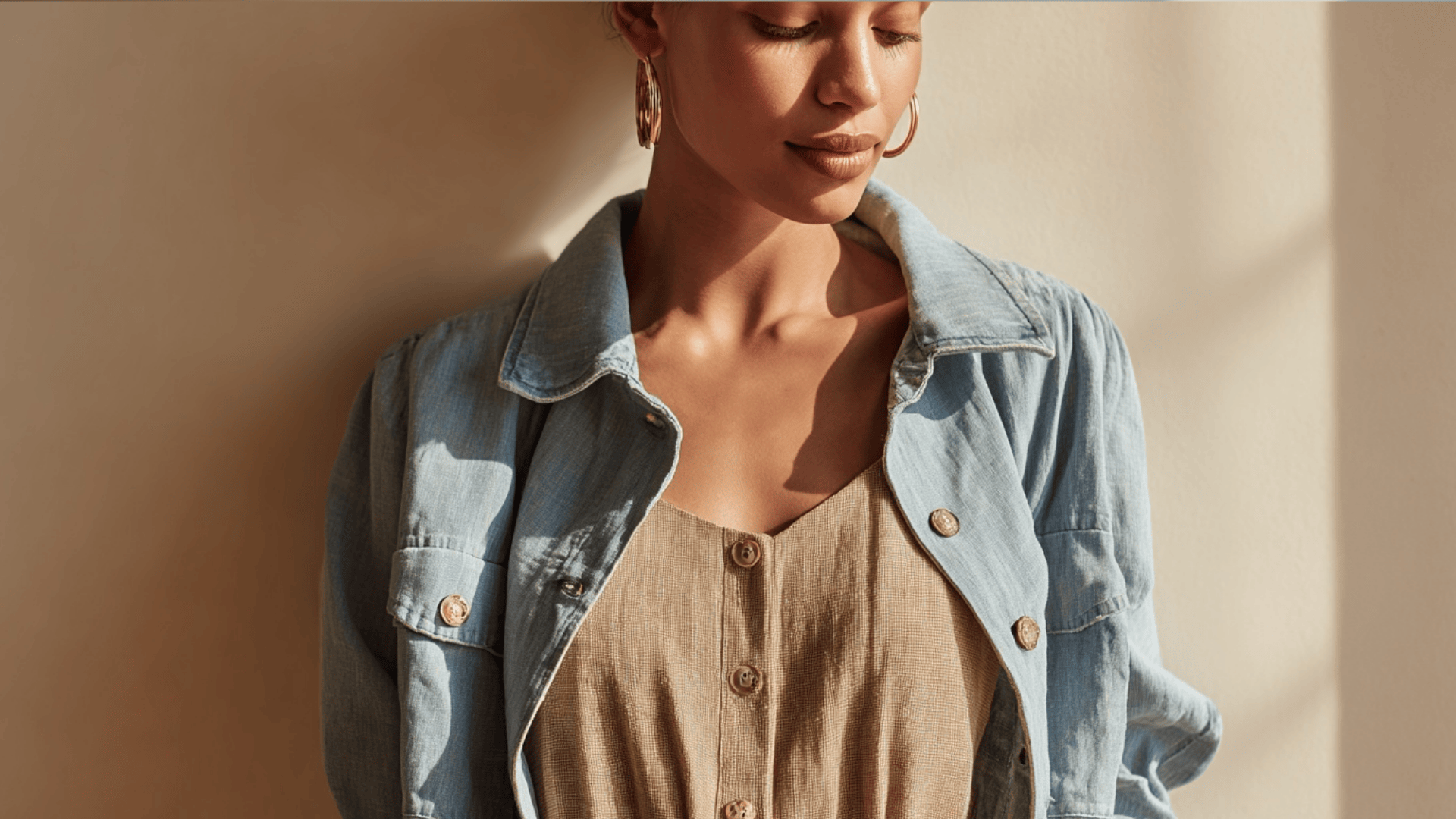 Neutral Tones Linen with Jean Jacket