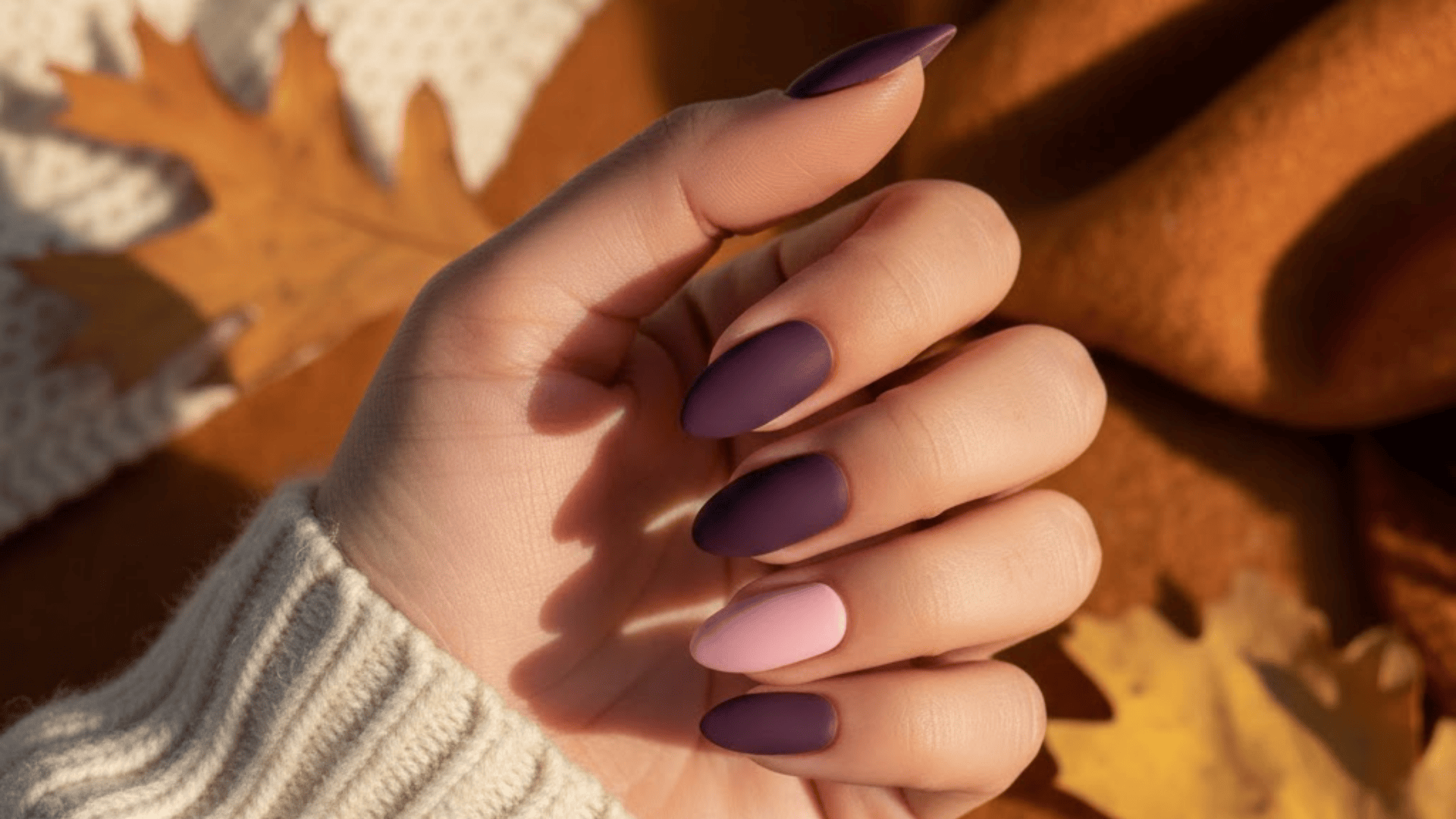 Plum Dip Nails With Pink Accent