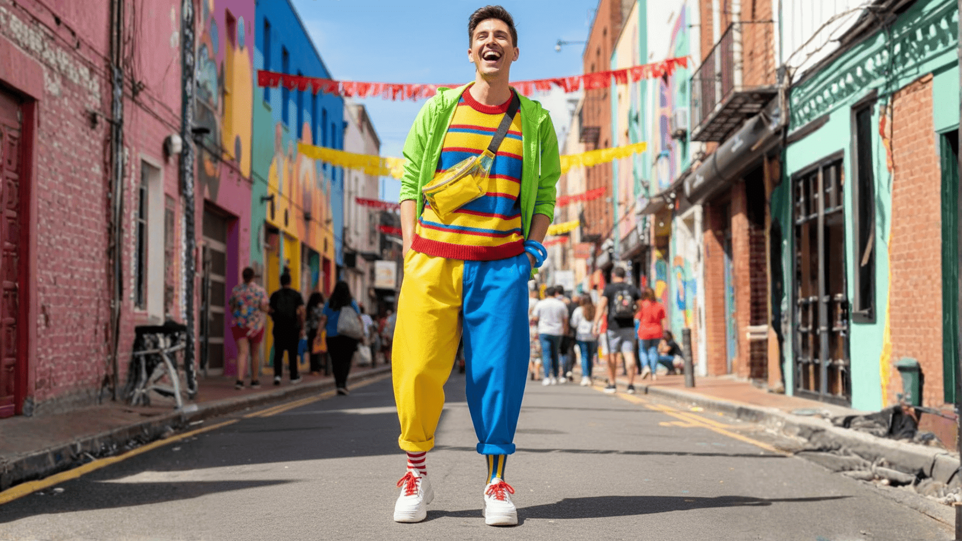 Rainbow Bold Color Block Striped Fun Outfit