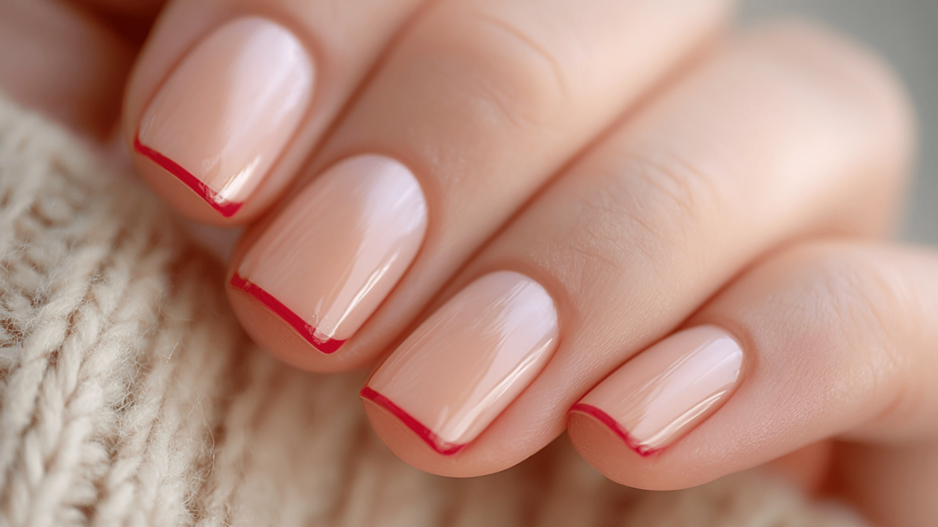 Red French tips nails