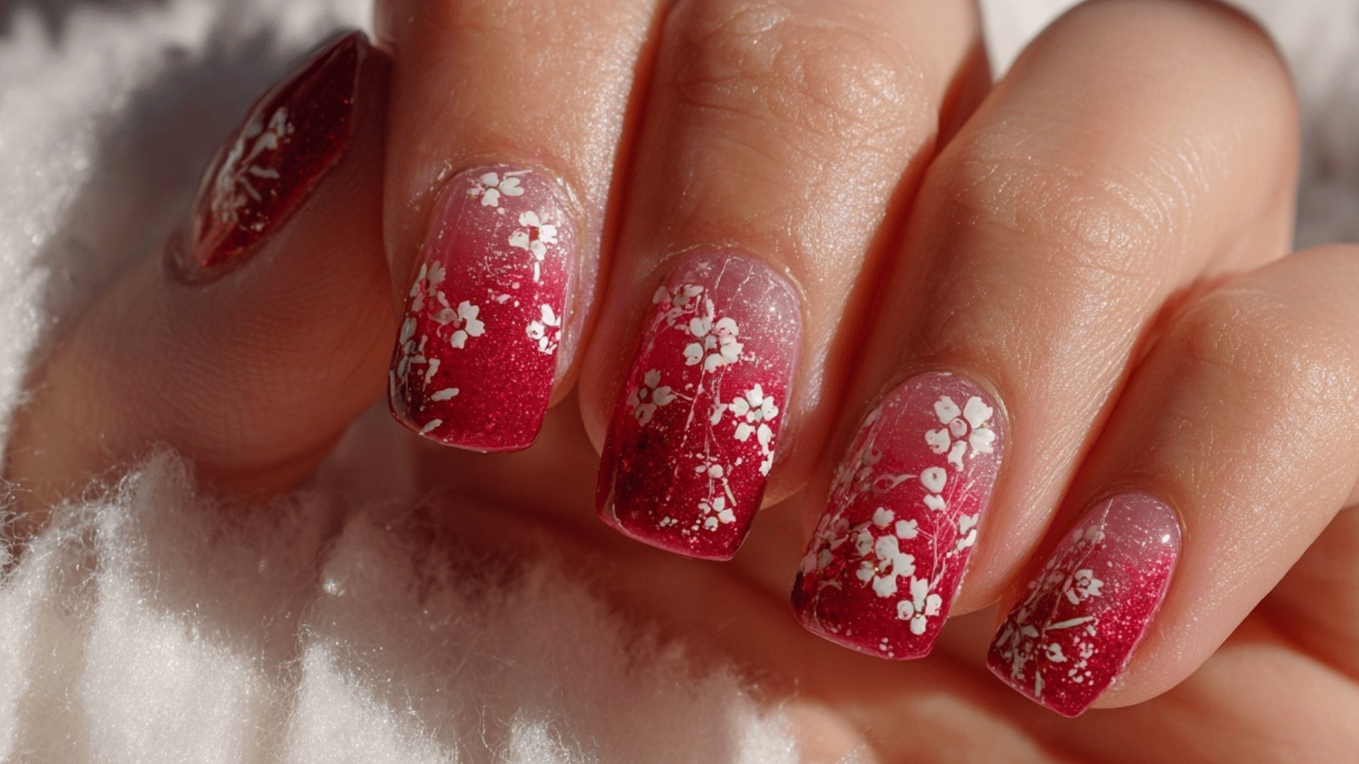 Red with White Florals