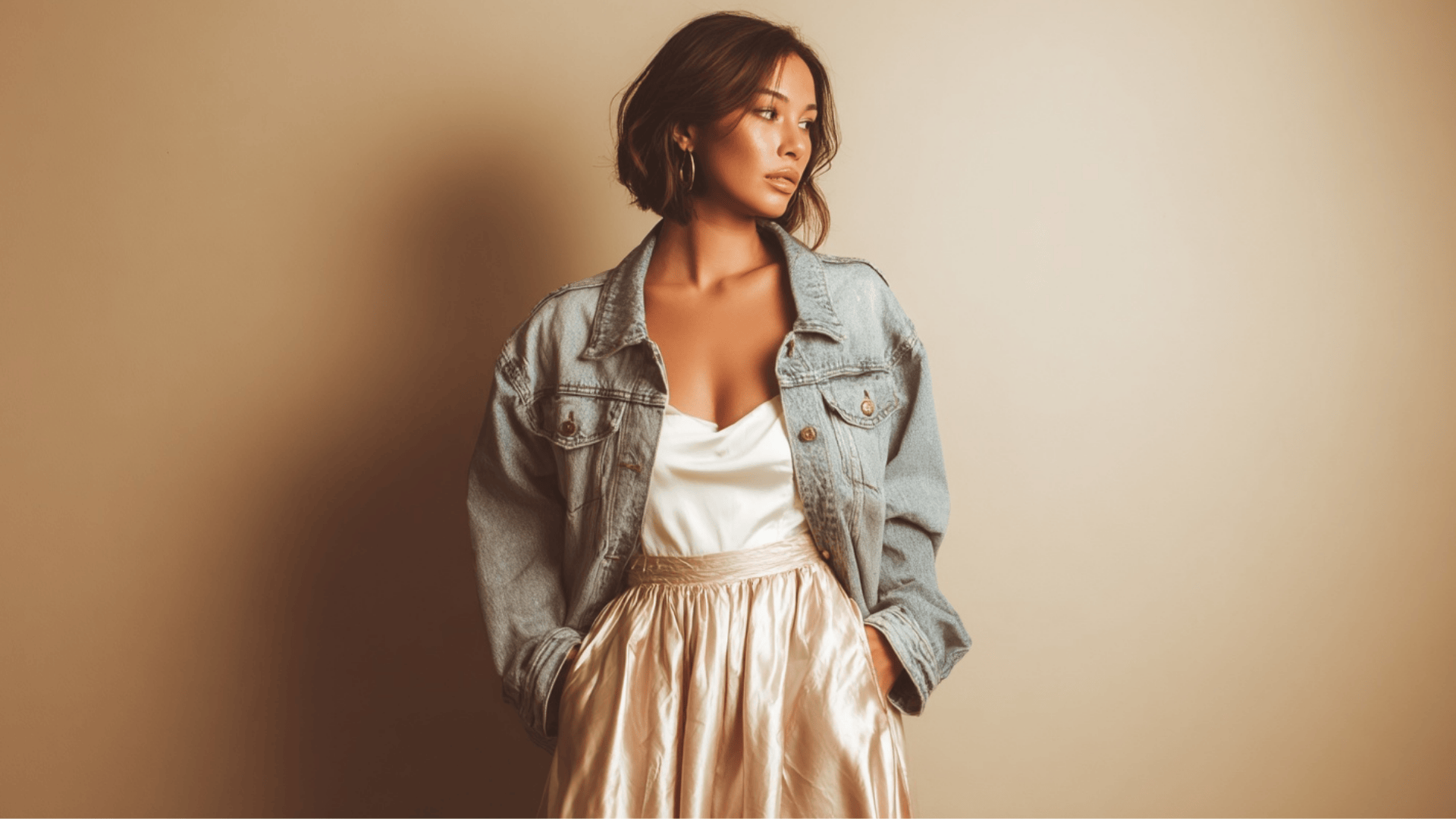 Satin Skirt Styled with Denim