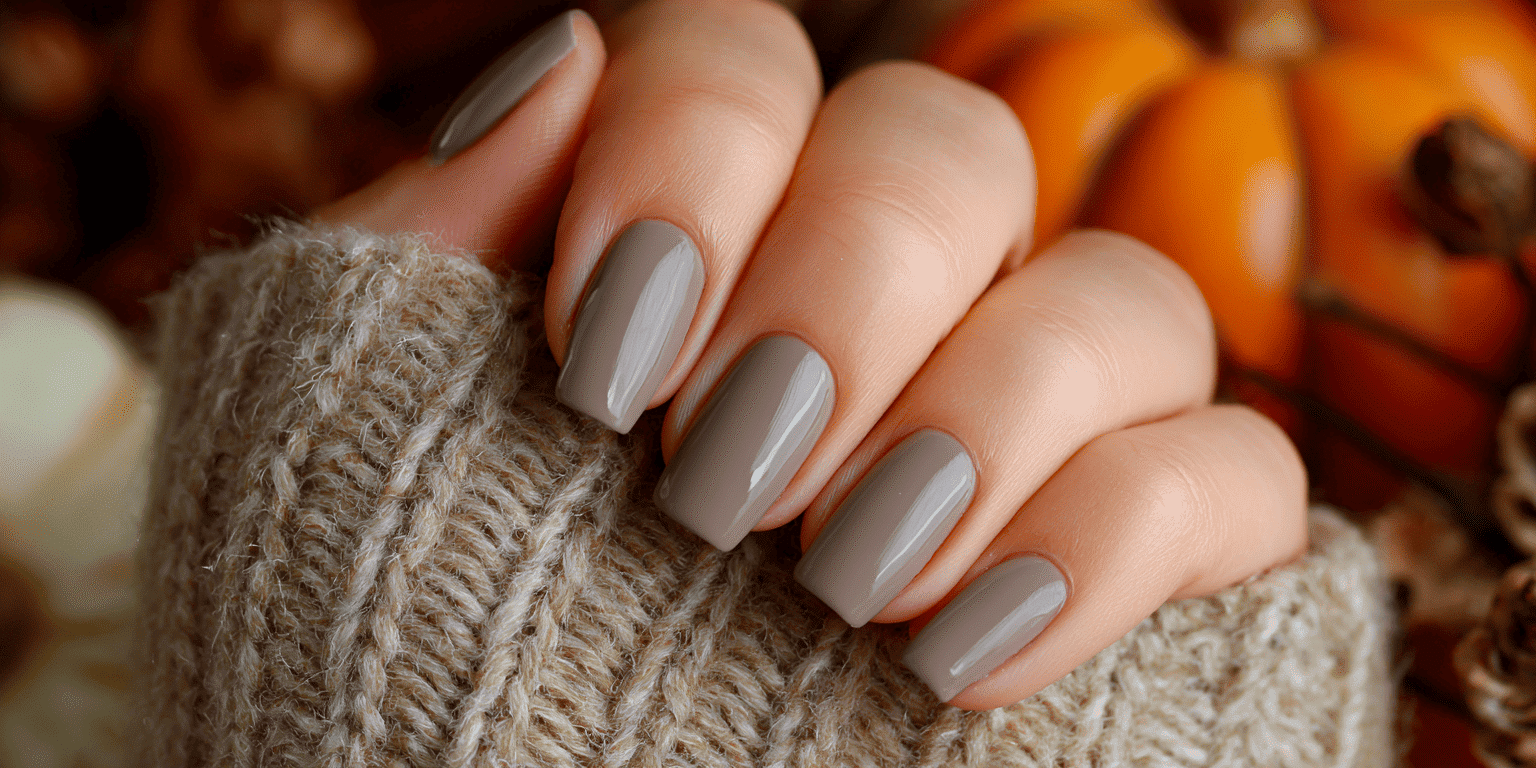 Smoky Gray Fall Nail Design